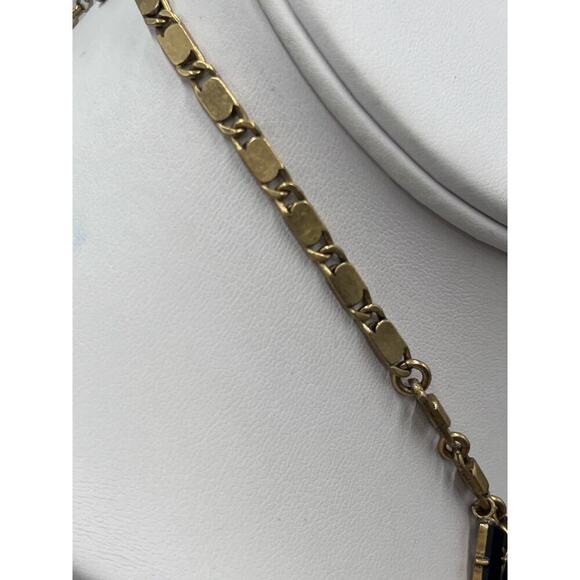 J. Crew Brilliant Blue Marquise Rectangular Dangles Gold Tone Necklace - Picture 9 of 16